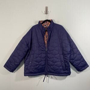 Barbour Women Navy Reversible Apia Full Zip Quilted Jacket Size 14